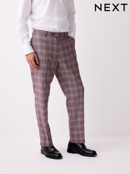 Pink Regular Fit Trimmed Check Suit Trousers (E94476) | € 75