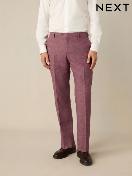 Pink Tailored Fit Linen Texture Suit Trousers (E94491) | € 75