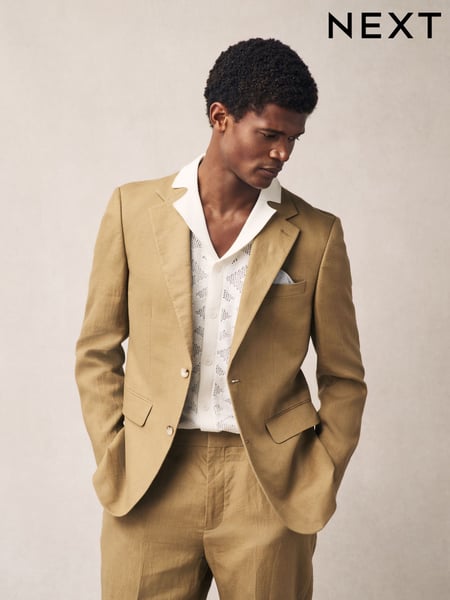 Stone Slim Fit Linen Suit Jacket (E94494) | € 179