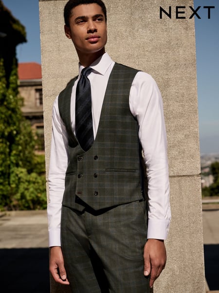 Green Trimmed Check Suit Waistcoat (E94516) | € 75