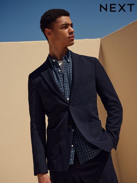 Navy Slim Fit Seersucker Texture Suit Jacket (E94517) | € 125
