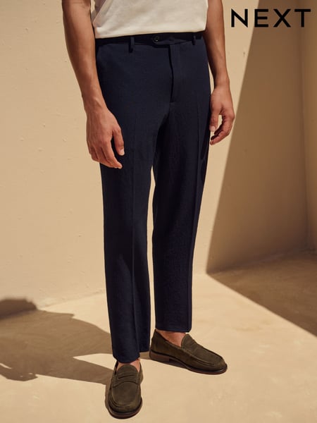 Navy Slim Fit Seersucker Texture Suit Trousers (E94518) | € 67