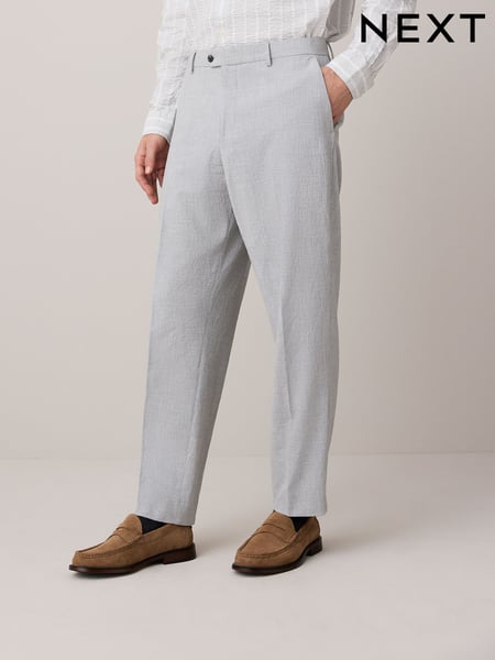 Light Grey Slim Fit Seersucker Texture Suit Trousers (E94520) | € 67