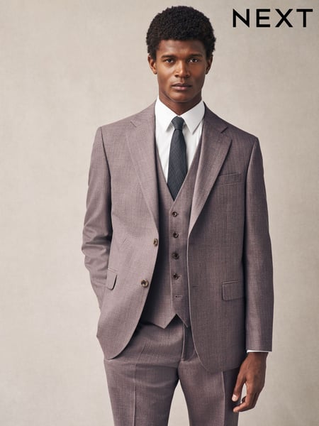 Pink Regular Fit Textured Suit Jacket (E94537) | € 155