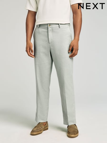 Green Linen Blend Texture Suit Trousers (E94541) | € 75