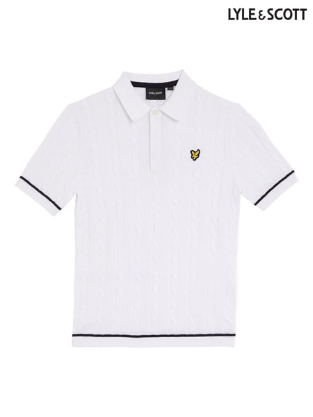 Lyle & Scott White Boys Cable Knit Polo Shirt (E95354) | € 39