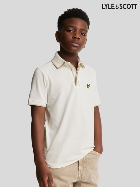 Lyle & Scott White Boys Concealed Placket Polo Shirt (E95357) | € 70