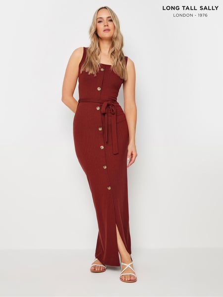 Long Tall Sally Red Sleeveless Ribbed Button Thru Dress (E95448) | € 61