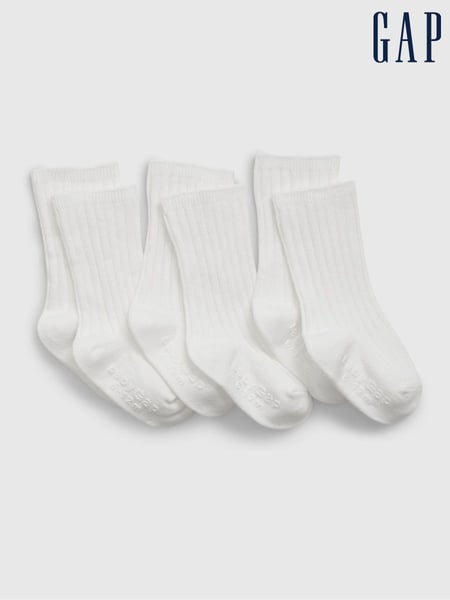 Gap White 3 Pack First Favourites Crew Socks (Newborn-24mths) (E97152) | € 12