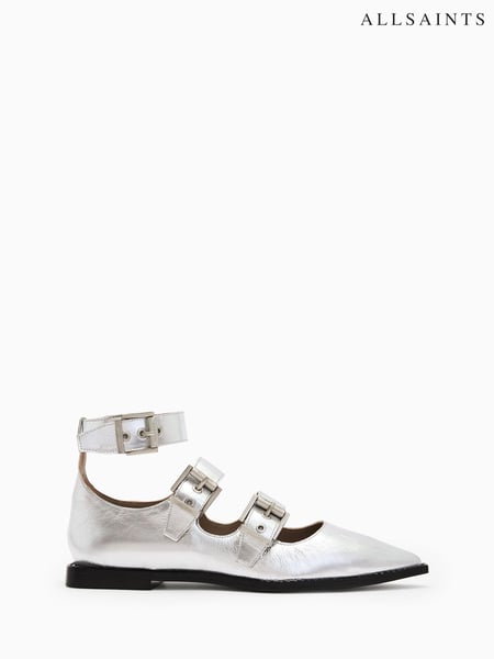 AllSaints Silver Susan Buckle Shoes (E97529) | € 388