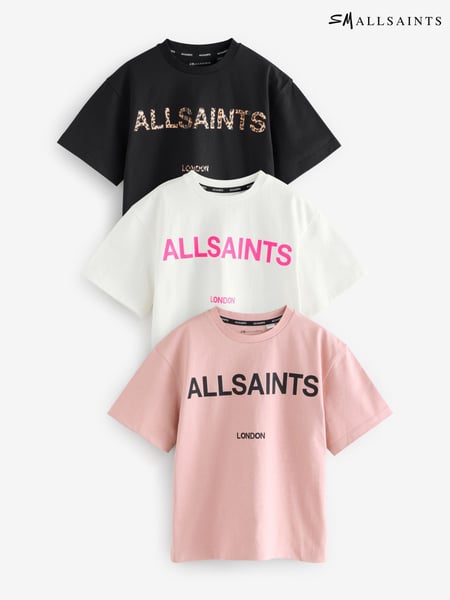 smALLSAINTS Black/Pink Oversized Girls Logo 100% Cotton T-Shirts 3 Packs (E98611) | € 47 - € 53