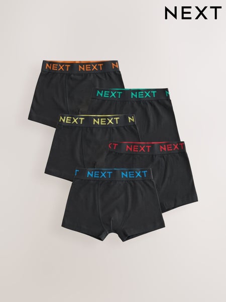 Black with colour waistband Trunks 5 Pack (1.5-16yrs) (E98840) | € 20 - € 27