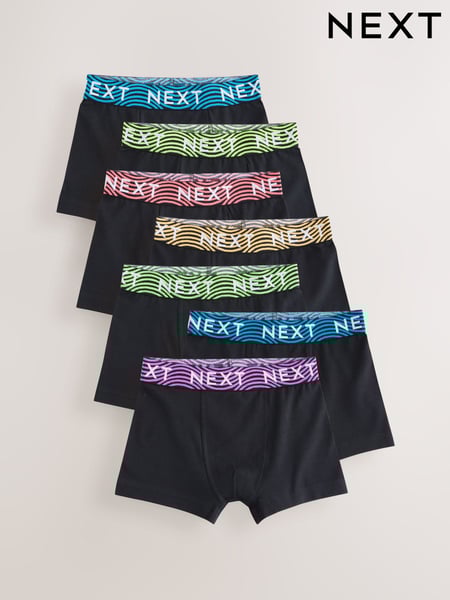 Black With Bright Waistband Trunks 7 Pack (2-16yrs) (E98846) | € 27 - € 34