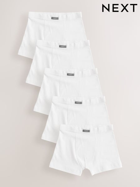 White Soft Waistband Trunks 5 Pack (2-16yrs) (E98856) | € 20 - € 27