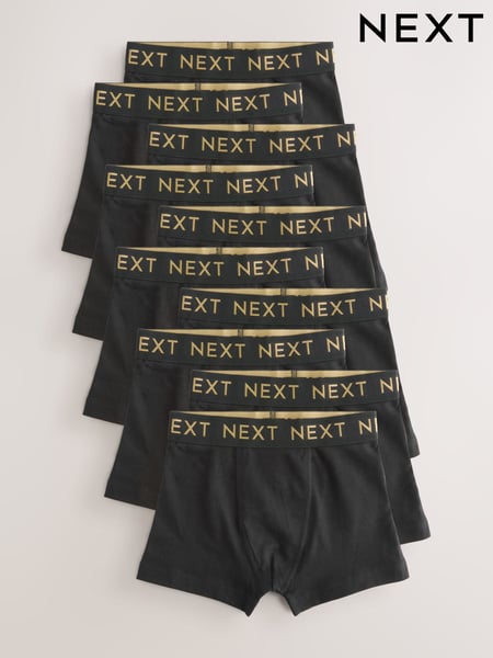 Black with Gold Waistband Trunks 10 Pack (1.5-16yrs) (E98857) | € 38 - € 45