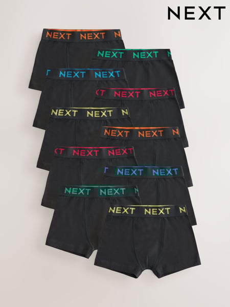 Black with colour waistband Trunks 10 Pack (1.5-16yrs) (E98859) | € 38 - € 45