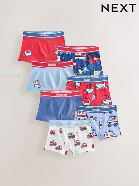 Emergency Vehicle Print Boxers Trunks 7 Pack (1.5-16yrs) (E98866) | € 27 - € 30