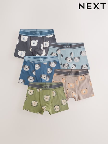Blue/Green Animal Print Boxers Trunks 5 Pack (1.5-12yrs) (E98870) | € 20 - € 21