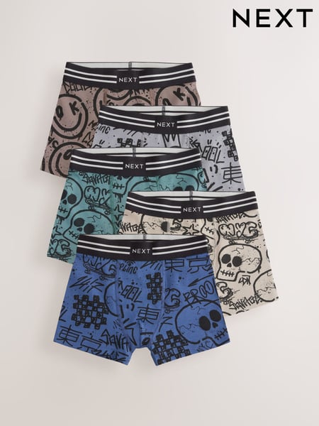 Grafitti Skull Print Trunks 5 Pack (2-16yrs) (E98871) | € 20 - € 27