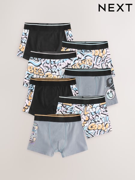 Pastel Grafitti Print Trunks 7 Pack (2-16yrs) (E98878) | € 27 - € 34