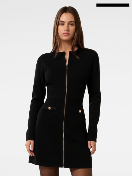 Forever New Black Dani Long Sleeves Zip Detail Mini Dress (F01316) | € 74