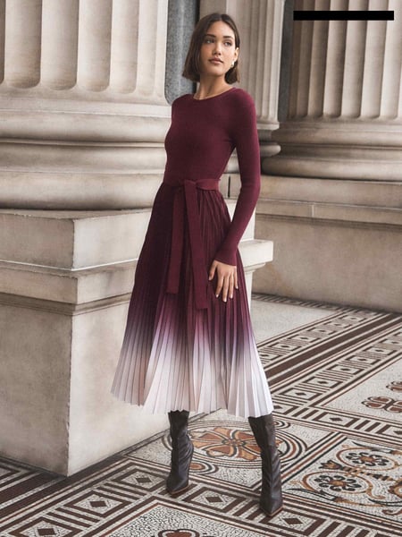 Forever New Purple Harmony Crew Ombre Pleated Midi Dress (F01327) | € 125