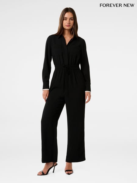 Forever New Black Maddi Contrast Striped Jumpsuit (F01330) | € 172