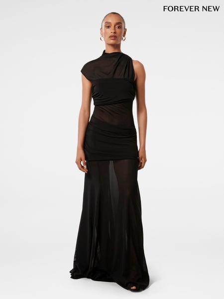 Forever New Black Petite Lune Layered Mesh Dress (F01331) | € 86