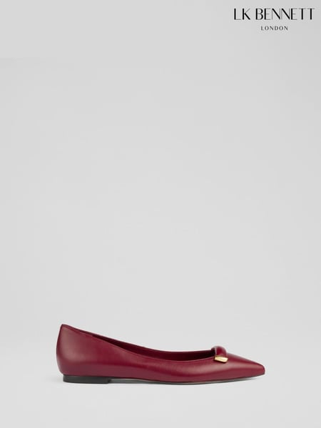 LK Bennett Red Blair Nappa Leather Bar Trim Flats (F01476) | € 357