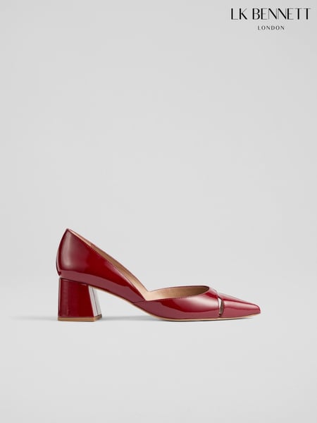 LK Bennett Red Cecile Patent Cut Out Block Heel Courts (F01481) | € 217