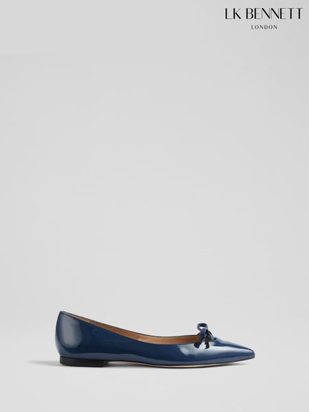 LK Bennett Blue Lynne Patent Mini Bow Flats (F01490) | € 357