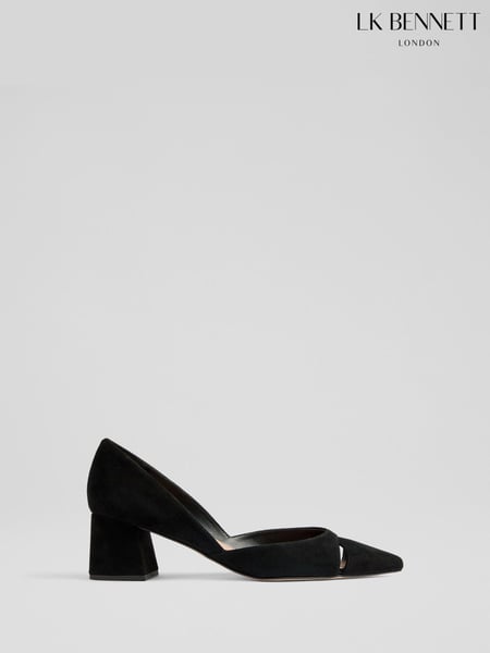LK Bennett Black Cecile Suede Cut Out Block Heel Courts (F01503) | € 217