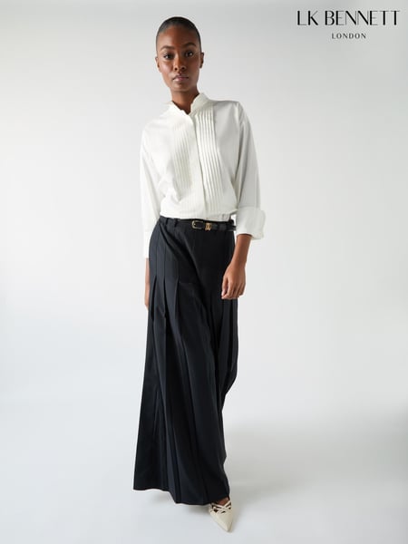 LK Bennett Blue & Navy Colette Maxi Pleated Trousers (F02021) | € 388