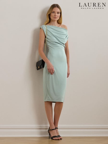 Lauren Ralph Lauren Blue Camisha One-Shoulder Jersey Midi Dress (F04213) | € 295