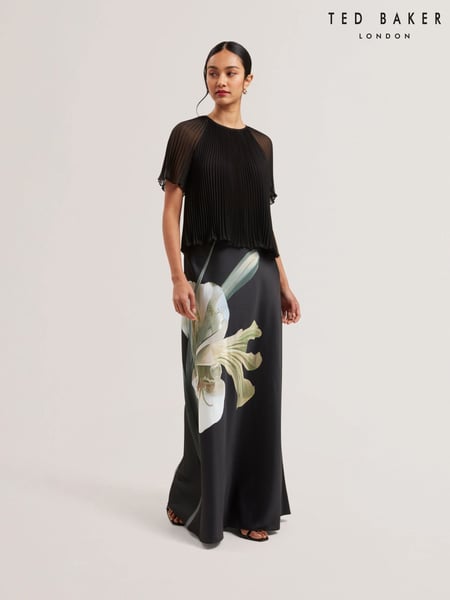 Ted Baker Black Zionna-Satin Printed Maxi Skirt (F04570) | € 248