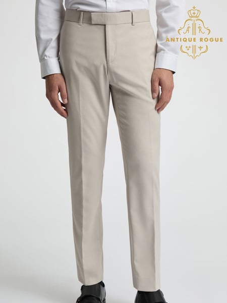 Antique Rogue Natural Branton Ecru Texture Trousers (F04831) | € 115