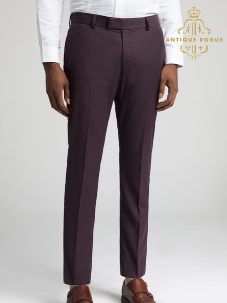 Antique Rogue Purple Bay Merlot Plain Trousers (F04849) | € 115