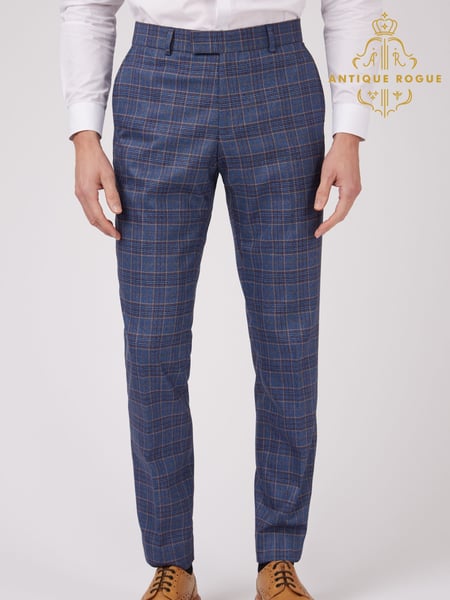 Antique Rogue Blue Overcheck Trousers (F04883) | € 147