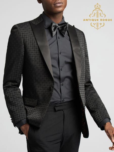 Antique Rogue Black Large Houndstooth Dress Wear Jacket (F04884) | € 226