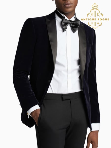 Antique Rogue Blue Velvet SB1 Peak Dress Wear Jacket (F04897) | € 226