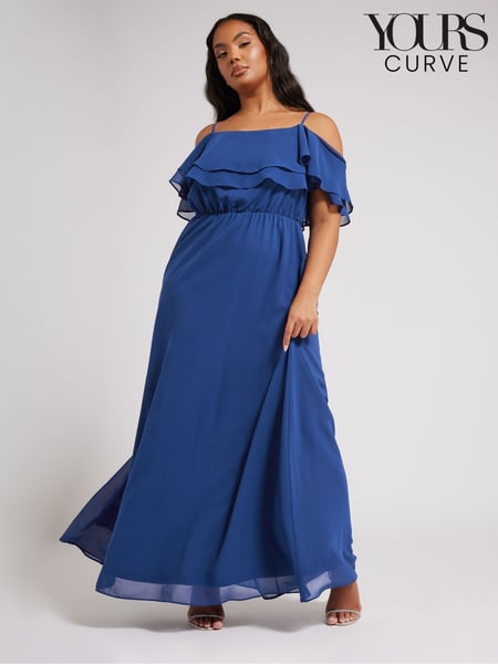 Yours Curve Blue London Plain Cold Shoulder Dress (F04931) | € 114