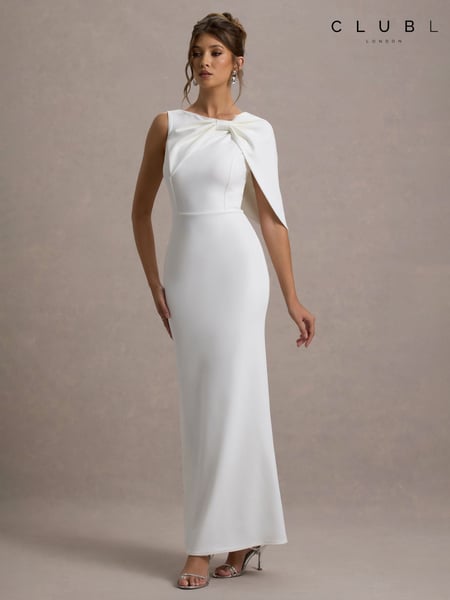 Club L London White Jamela One-Sleeve Maxi Bridal Dress (F05675) | € 133