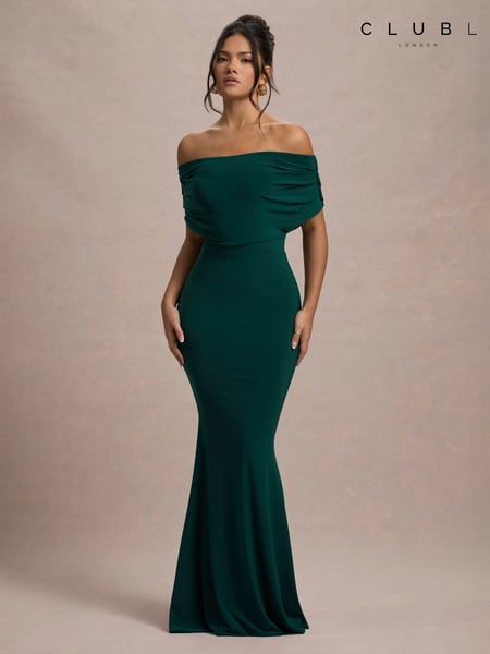 Club L London Green Bowden Bardot Maxi Dress (F05682) | € 70