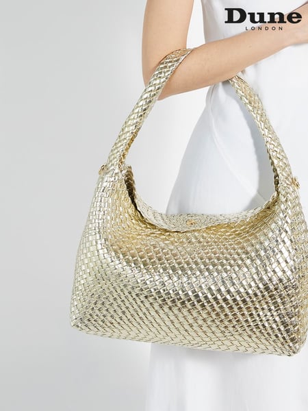 Dune London Gold Deliberate Large Woven Slouch Bag (F05862) | € 201