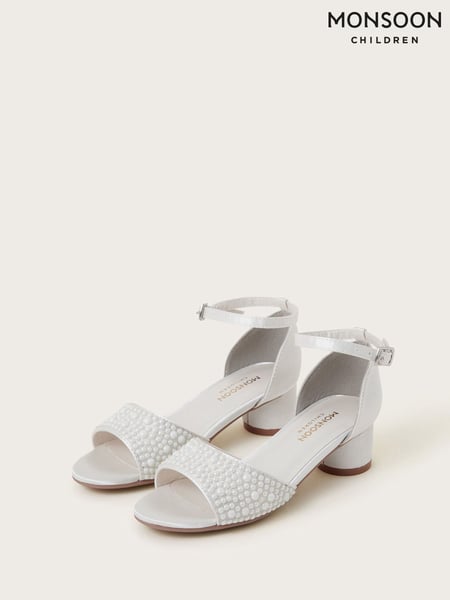 Monsoon White Pearl Open Toe Two Part Sandals (F06617) | € 47 - € 56