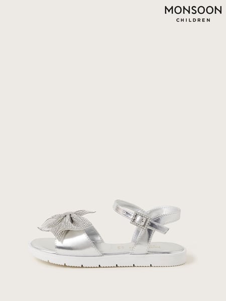 Monsoon Silver Diamante Bow Sandals (F06661) | € 41 - € 47