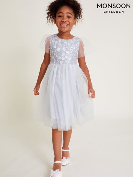 Monsoon Grey Bella Floral Print Embellished Dress (F06694) | € 86 - € 101