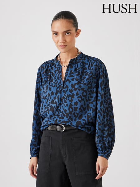 Hush Blue Printed Long Sleeve Top (F06778) | € 62