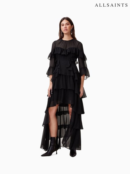 AllSaints Black Nat Ruffle Dress (F07473) | € 435