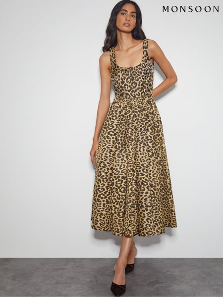 Monsoon Animal Sicily Leopard Print Midi Dress (F09364) | € 250